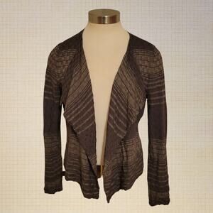 Contemporary Stretch Silk Cotton Nie+Zoe Textured Cardigan Medium Gray Green Str